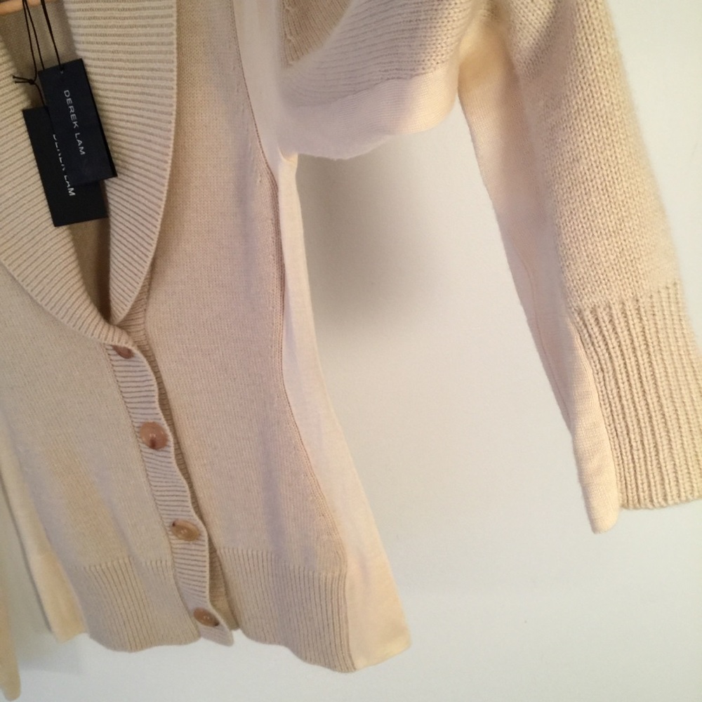 🎉SOLD ON TRADESY! NWT DEREK LAM TRIPLE PLY SHAWL COLLAR RUNWAY CASHMERE CARDIGAN - Picture 7 of 14